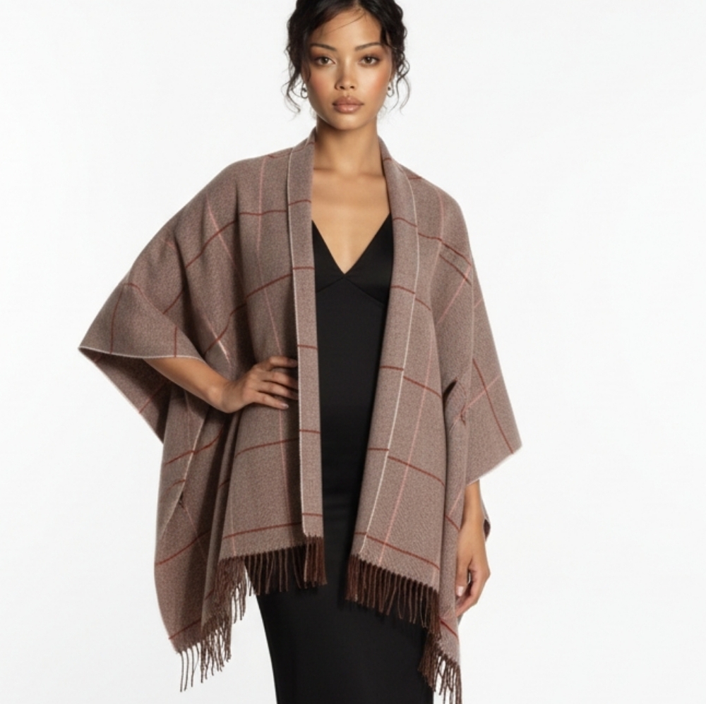 Plaid Fringe Shawl